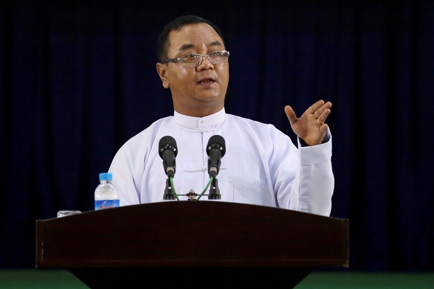 Zaw Min Tun speaks during a press conference