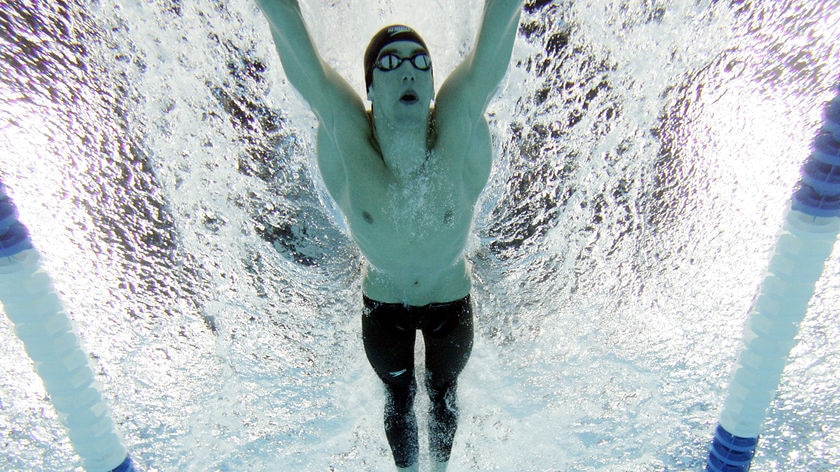 Michael Phelps swims in Omaha, Nebraska
