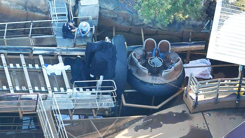 Aerial photograph of Thunder River rapids Ride tragedy