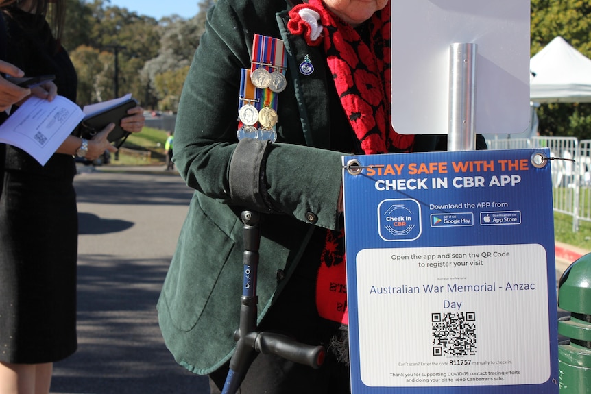 A QR code check-in point in Canberra.