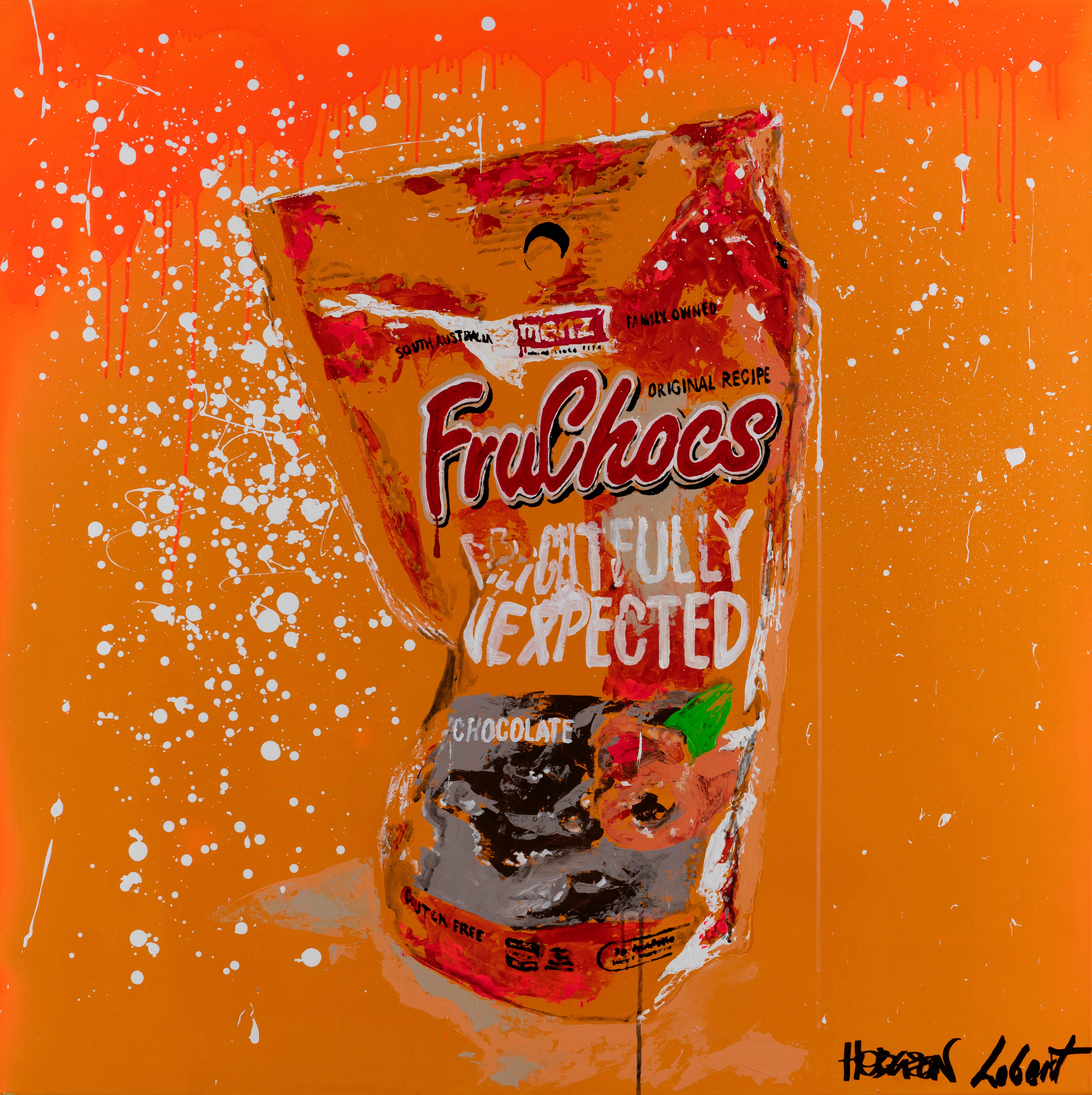 A painting of a packet of FruChos.