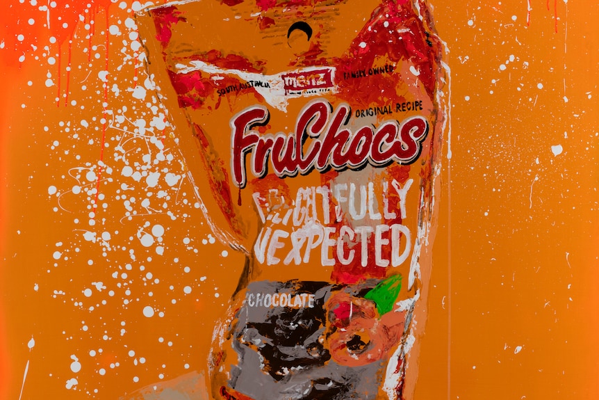A painting of a packet of FruChos.