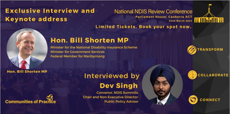 National NDIS Review Conference poster where Bill Shorten appeared. 
