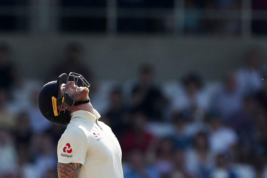 England batsman Ben Stokes looks to the sky while batting in the Ashes.