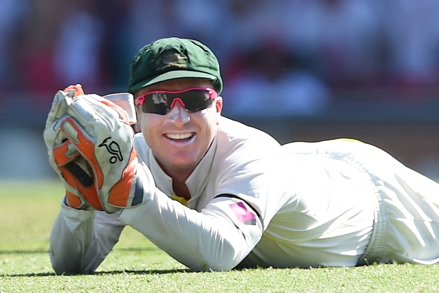 Australia's Brad Haddin takes a catch at the SCG