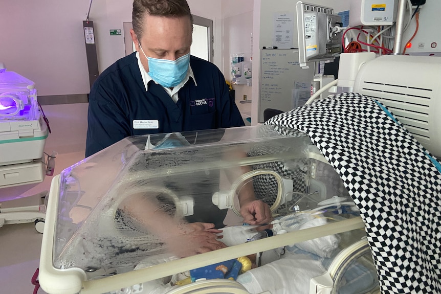 Marcel Nold in Monash Children's Hospital neonatal intensive care unit.