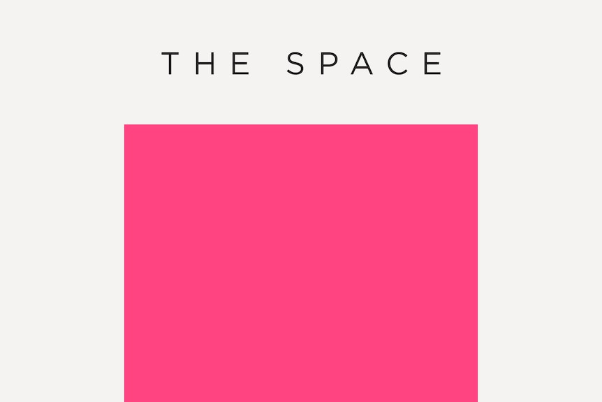 Text that says " The Space" on top of a pink square