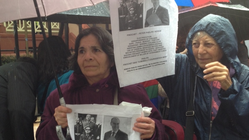 Chilean protesters outside NSW parliament