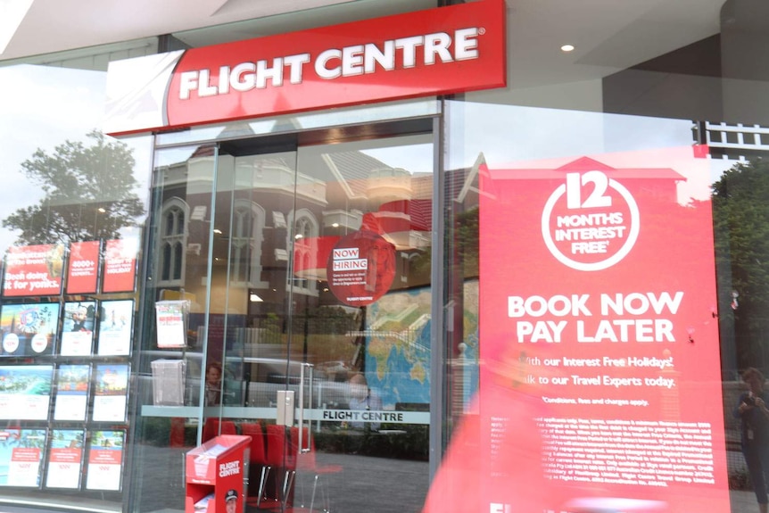 Flight Centre shopfront at South Bank in Brisbane.