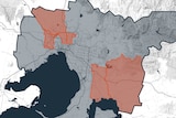 A map of Melbourne highlighting the six local government areas that have recorded the most coronavirus cases in June.