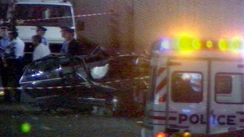 Police at the scene of fatal Princess Diana car crash