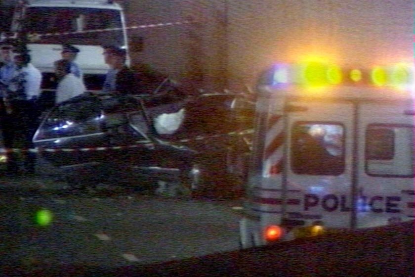 Police at the scene of fatal Princess Diana car crash