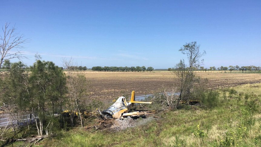 An agricultural plane crashed in a paddock near Dalby.