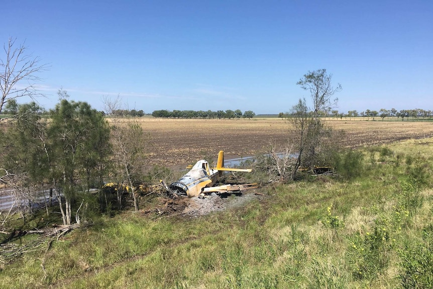An agricultural plane crashed in a paddock near Dalby.