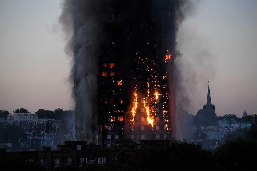Landscape fire of ripping through Grenfell Tower