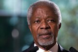 UN special envoy Kofi Annan addresses media