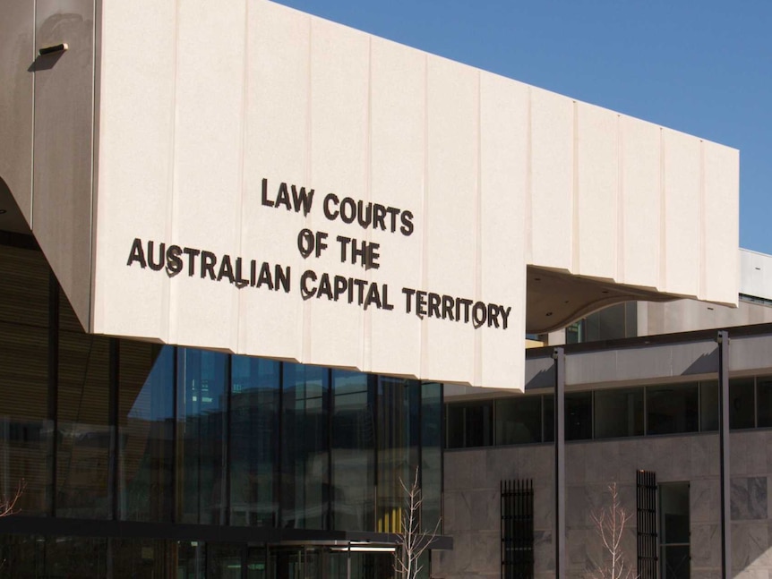 A large building complex signposted as the law courts of the ACT.