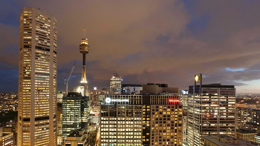 Sydney skyline at night.