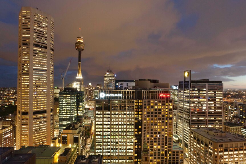 Sydney skyline at night.