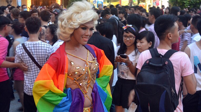 One of the participants in the weekend’s Viet Pride Rainbow Walk