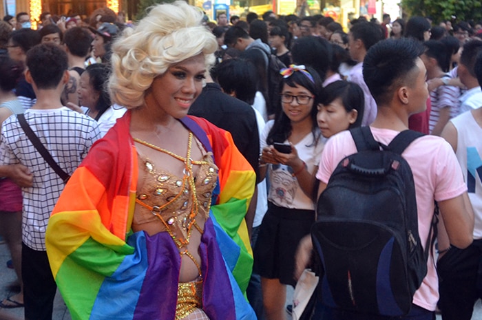 One of the participants in the weekend’s Viet Pride Rainbow Walk