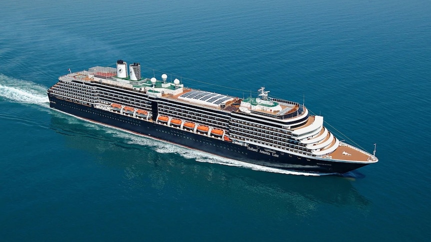 A large cruise ship from the air