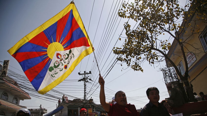 Tibetan monk protests in Kathmandu