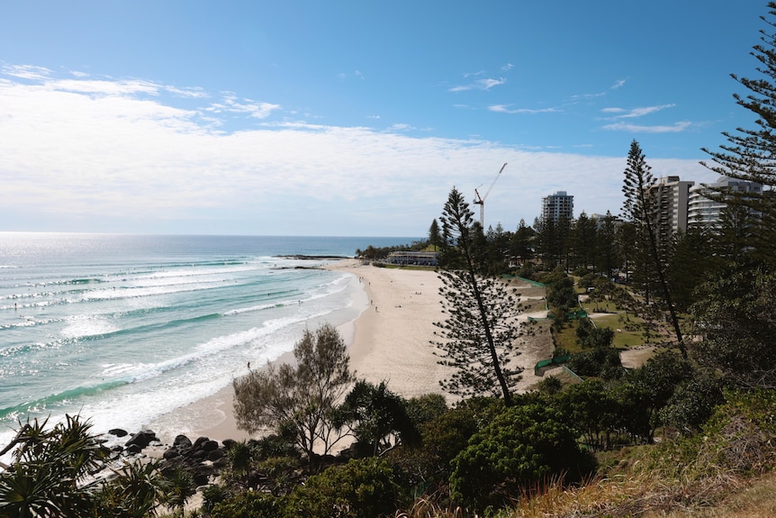 A view from a headland of a beach