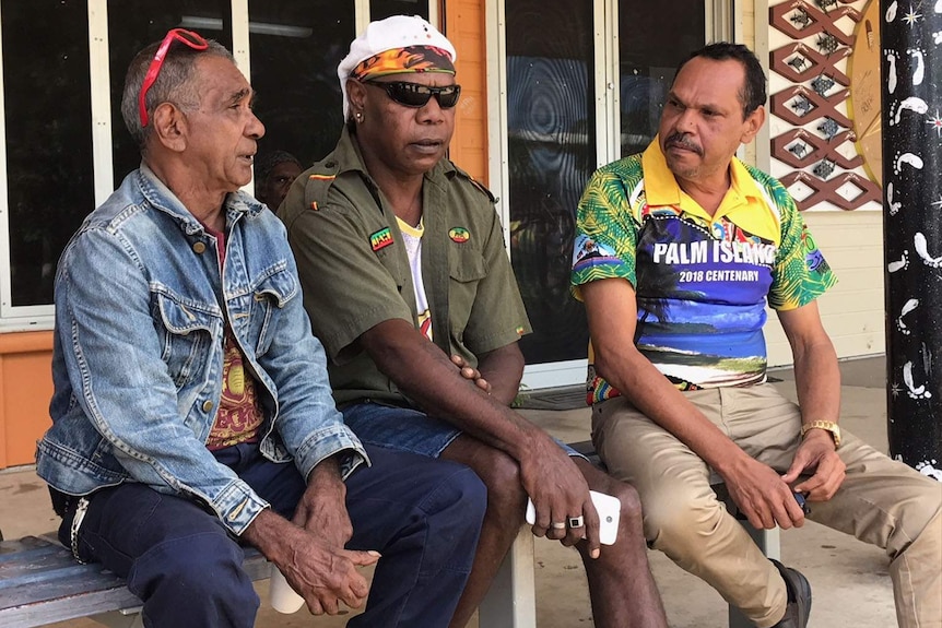 Palm Island residents (from left) Joseph Wales, Eddie Luff and Mayor Alf Lacey