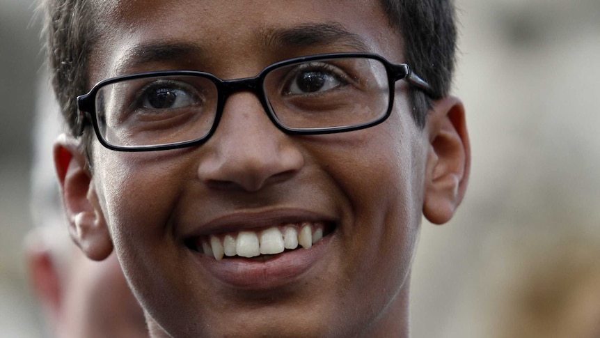 14-year-old Ahmed Mohamed speaks during a news conference in Irving, Texas