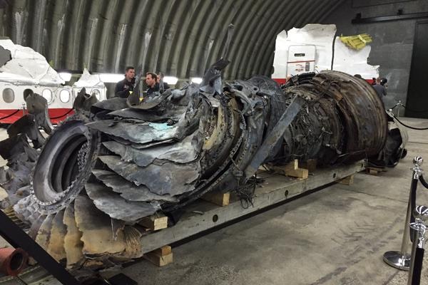 Wreckage of MH17 at the Gilze-Rijen air base