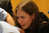 Amanda Knox reacts at the announcement of the verdict of her appeal trial in the Meredith Kercher' murder