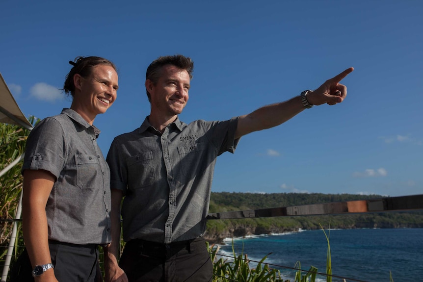 Christmas Island eco-lodge owners Chris and Jess Bray.