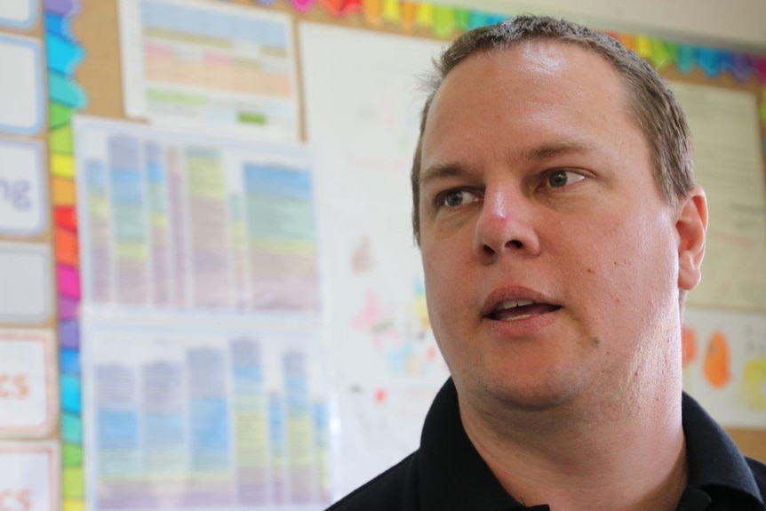 Marangaroo Primary School teacher Andrew Maloney in the classroom.