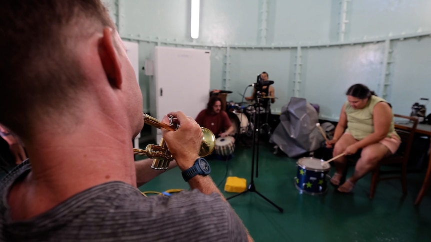 Music rehearsals inside Point Moore Lighthouse