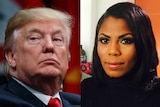 A composite shows Donald Trump on the left and and Omarosa Manigault Newman on the right.