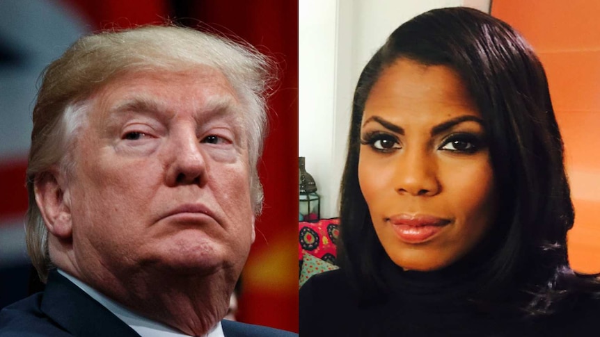 A composite shows Donald Trump on the left and and Omarosa Manigault Newman on the right.