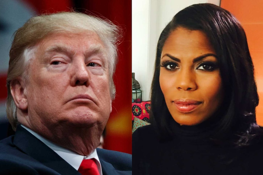 A composite shows Donald Trump on the left and and Omarosa Manigault Newman on the right.