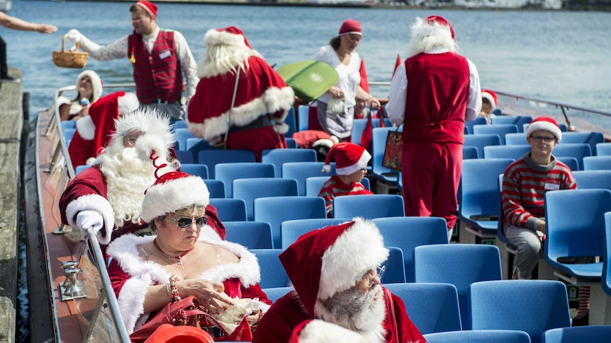 Participants take time off during the World Congress of Santas in Denmark