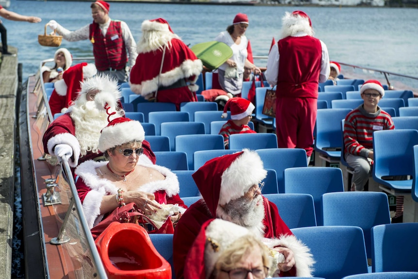 Participants take time off during the World Congress of Santas in Denmark