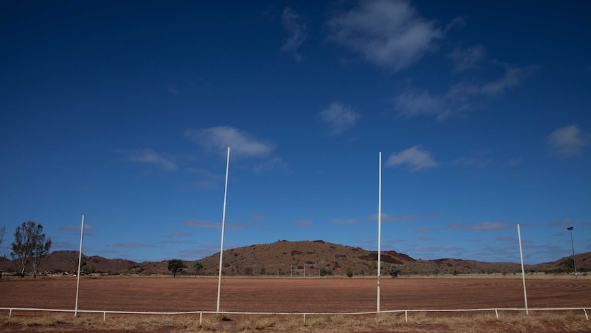 The sparse footy field at the remote WA Aboriginal community of Blackstone.