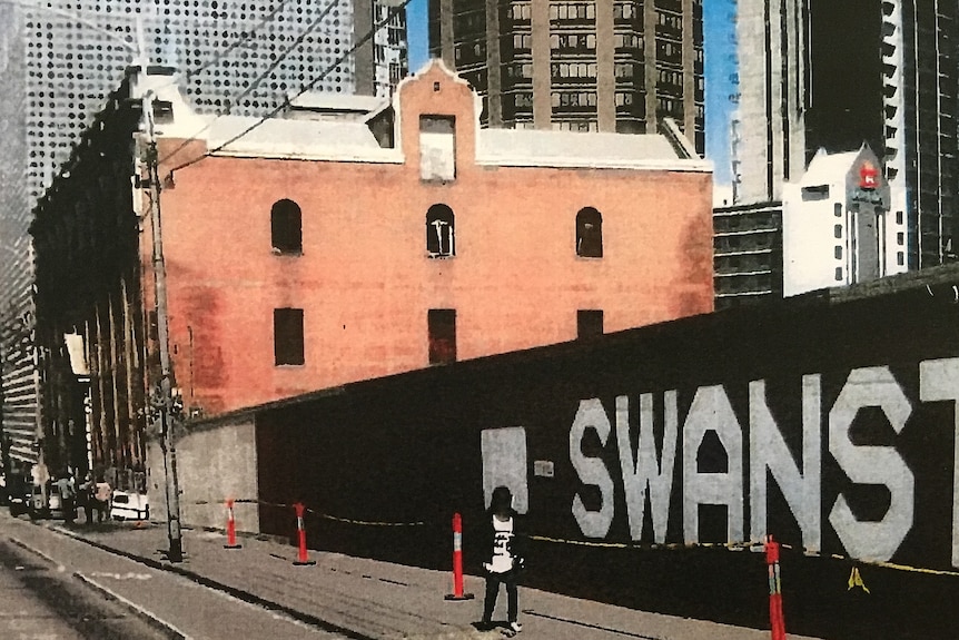 A sign on a wall along Swanston Street, Melbourne