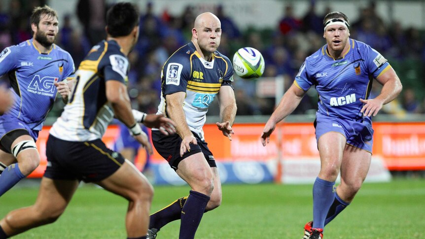 Stephen Moore playing for the Brumbies during his stint in Canberra.