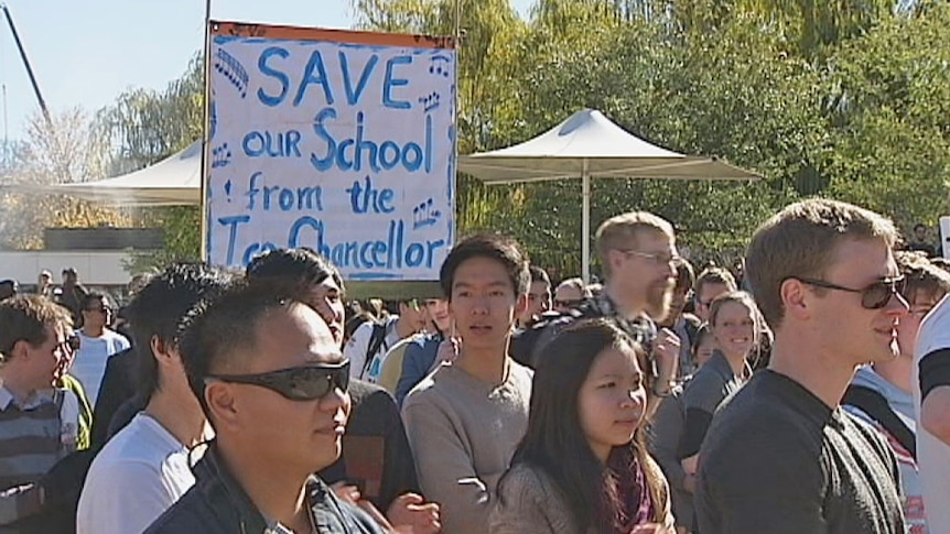 The cuts sparked protests by students and teachers last year.