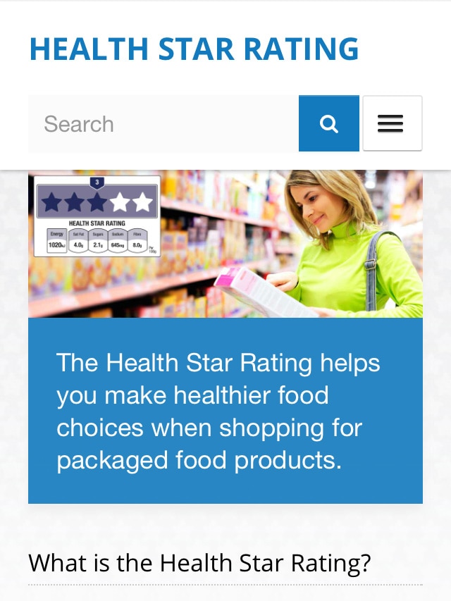 Health Star Rating website