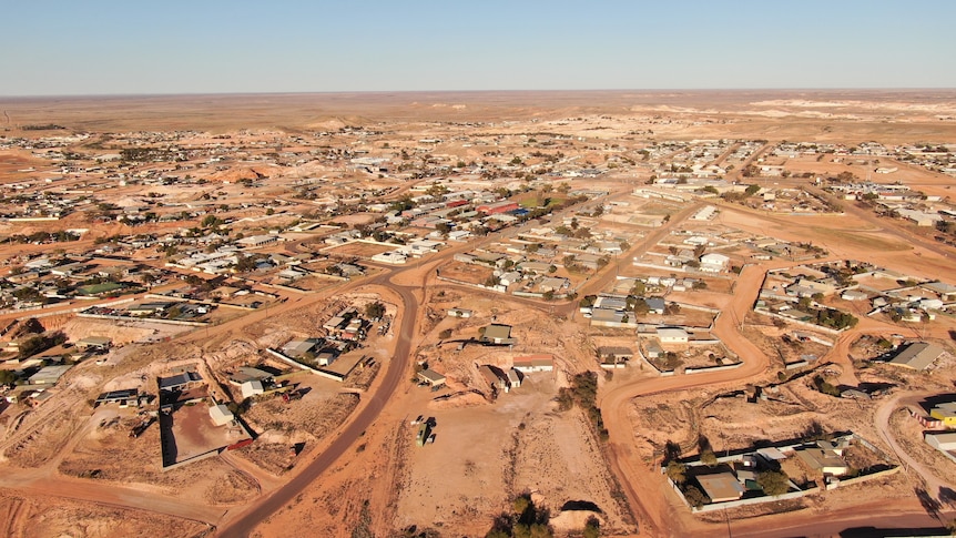 An aerial view of the township of Coober Pedy