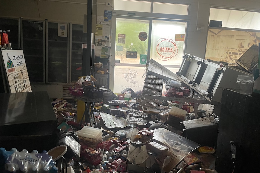 A flood-hit inside of a store.