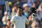 Ross Taylor celebrates reaching a double century against Australia at the WACA