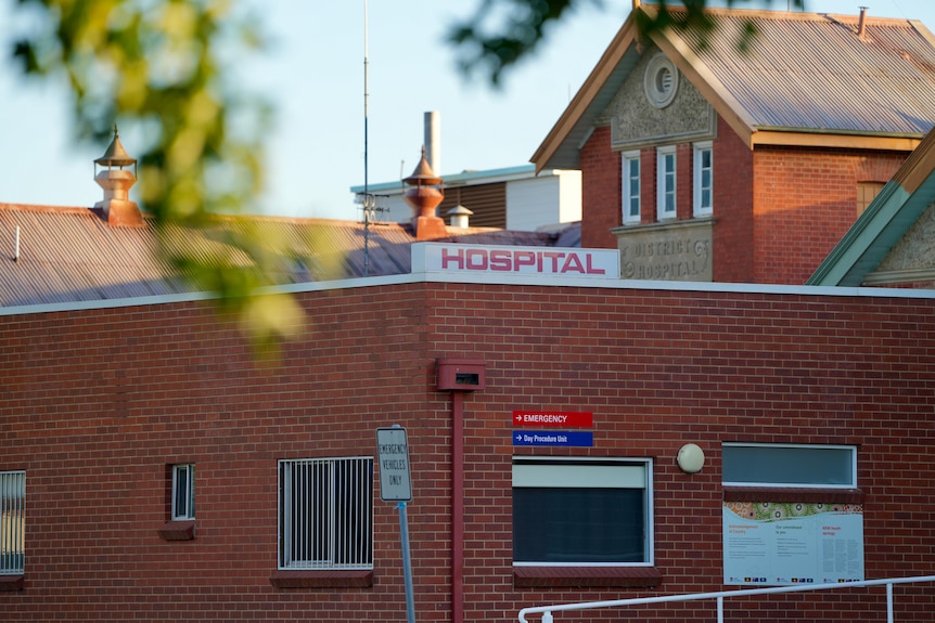 The Deniliquin Hospital in the early hours of the morning in Autumn. 