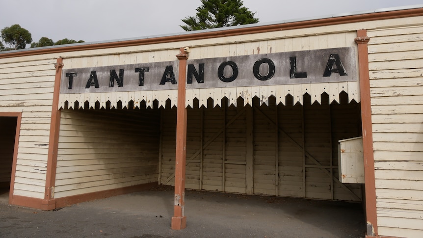 An old weatherboard railway station building.